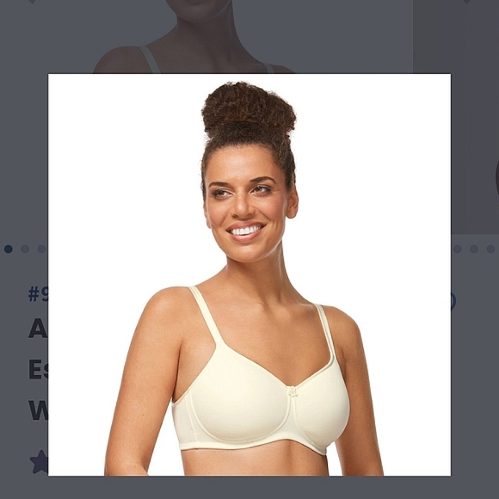 Amoena Mara padded, wireless mastectomy bra with molded soft cups.